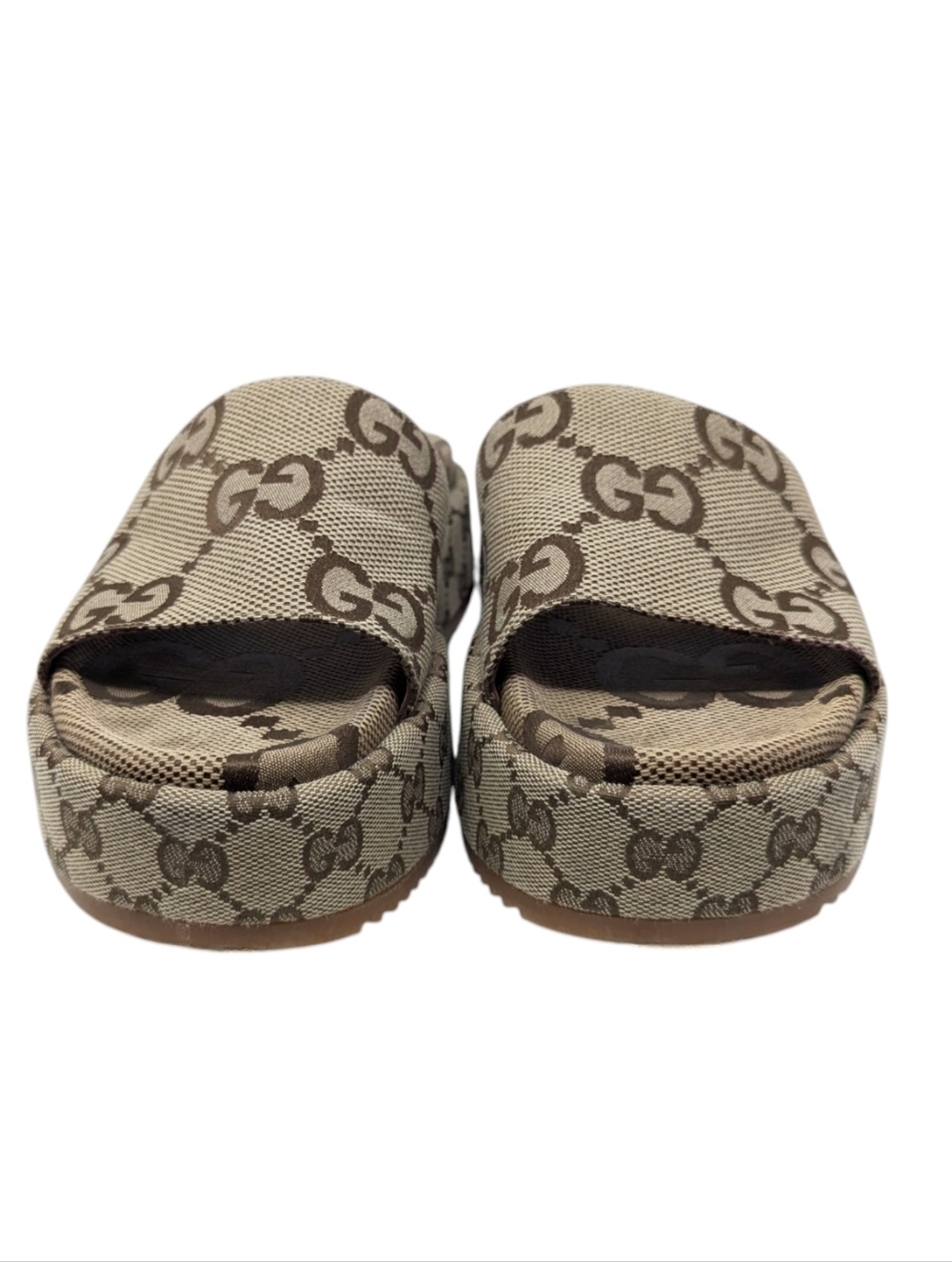 Gucci Angelina Monogram GG Slide Brown Beige Sandals Size EU 40 - Picture 11 of 14